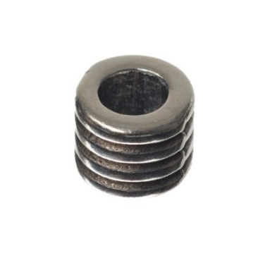 Metalen kraal buisje voor 5 mm zeiltouw, 7 x 9 mm, verzilverd