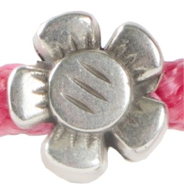 Perle métallique fleur pour corde à voile de 5 mm, 12 x 12 mm, argentée