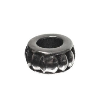Perle métallique petit tube pour corde à voile de 5 mm, 5 x 10 mm, argentée