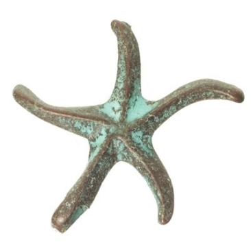 Patina metal pendant starfish, 18 x 19 mm