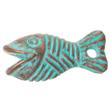 Patina metal pendant fish, 16 x 8 mm