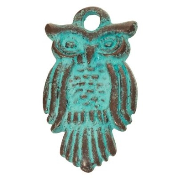 Patina Metal Pendant Owl, 30 x 16 mm