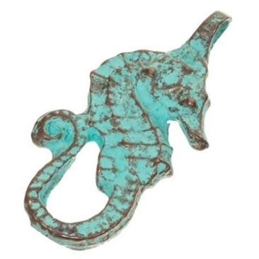 Patina Metal Pendant Seahorse, 24 x 12 mm