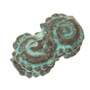 Perle métallique patinée double escargot, 9 x 5 mm