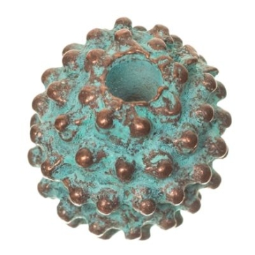 Perle métallique patinée, 12 x 12 mm