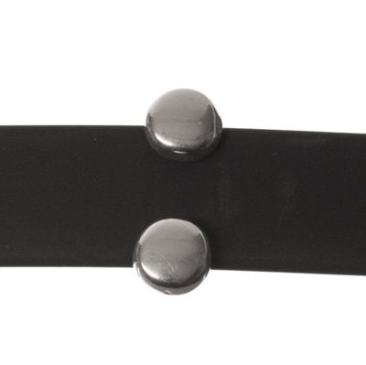 Perle métallique Slider / Perle coulissante Points, argentée, env. 6 x 16 mm