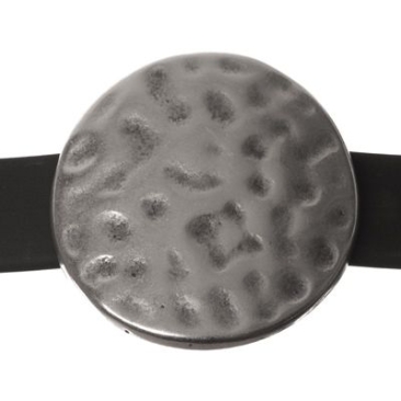 Perle métallique Slider / Perle coulissante disque, argentée, env. 26 mm