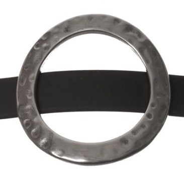 Perle métallique Slider / Perle coulissante disque, argentée, env. 37 mm