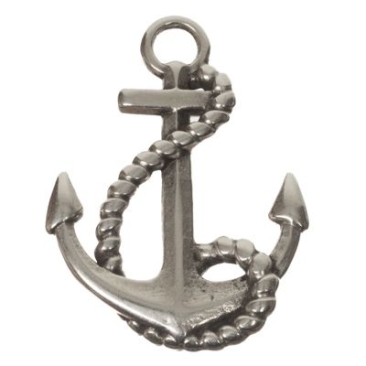 Metal pendant anchor, 34 x 25 mm, silver plated