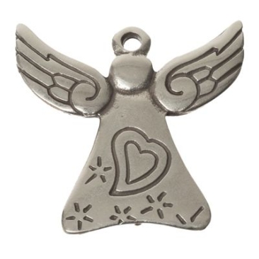 Metal pendant angel, 32 x 33 mm, silver-plated