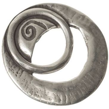 XXL metal pendant disc, 41 x 42 mm, silver-plated