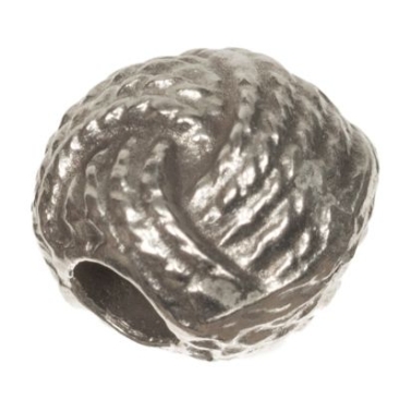 Perle métallique noeud, 8 x 9 mm, argentée