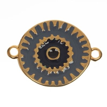 Pendentif en métal / Connecteur de bracelet Boho, doré, émaillé, environ 21 x 15 mm