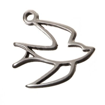 Metal pendant bird, 20 x 21 mm, silver-plated