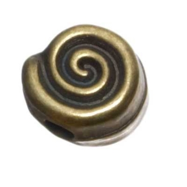 Metalen kraal slak, ca. 11 x 6 mm, bronskleurig