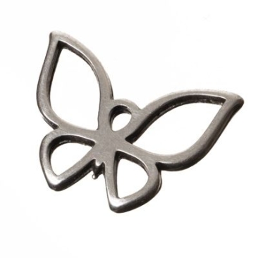 Metal pendant butterfly, 16 x 22 mm, silver-plated
