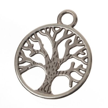 Metal pendant tree, 24 x 20 mm, silver-plated