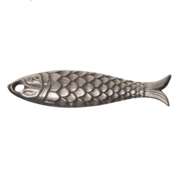 Pendentif métal poisson, 44 x 10 mm, argenté