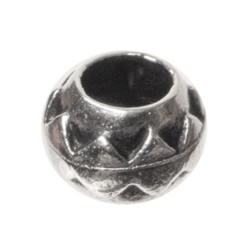 Perle métallique boule, env. 7 x 9 mm, argentée