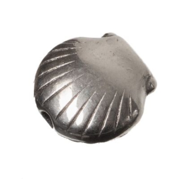 Metalen kraal schelp, ca. 8 x 8 mm, verzilverd