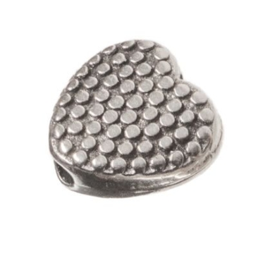 Metal bead heart, approx. 7 x 7 mm, silver-plated
