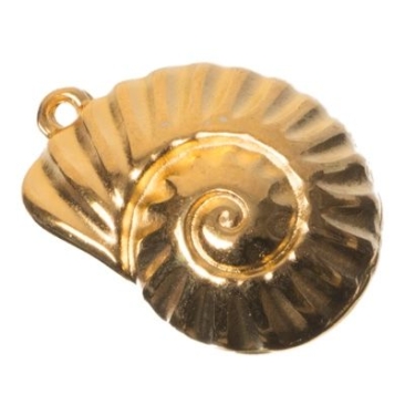 Metal pendant shell, 20 x 14 mm, gold-plated