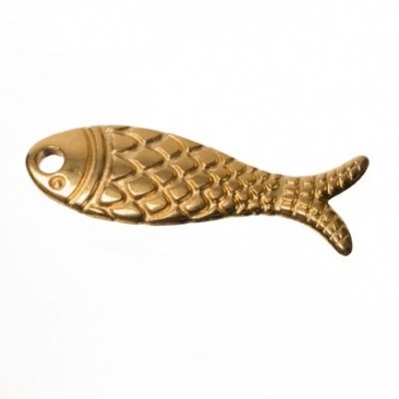 Pendentif métal poisson, 23 x 7 mm, doré
