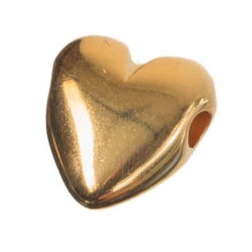 Metal bead heart, 13 x 14 mm, gold plated
