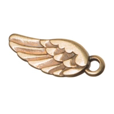 Metal pendant angel wings, 18 x 7 mm, bronze-coloured