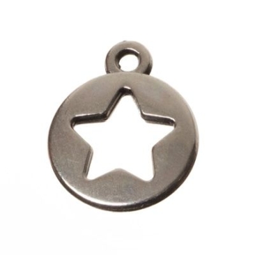 Metal pendant star, 10 x 12 mm, silver-plated