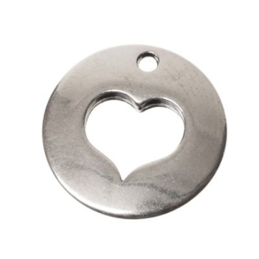 Metal pendant heart, 16 x 16 mm, silver-plated