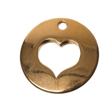 Metalen hanger hart, 16 x 16 mm, verguld
