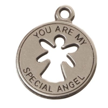 Metal pendant angel, 22 x 18 mm, silver-plated