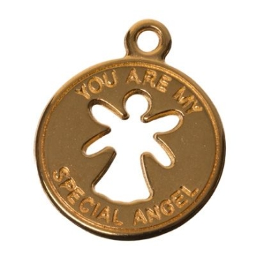 Metal pendant angel, 22 x 18 mm, gold-plated