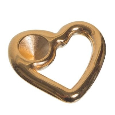 Pendentif métal coeur, avec monture pour chatons SS39, 26 x 28 mm, doré