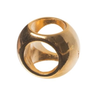 Perle métallique boule, trou pour croix, 7 x 10 mm, doré