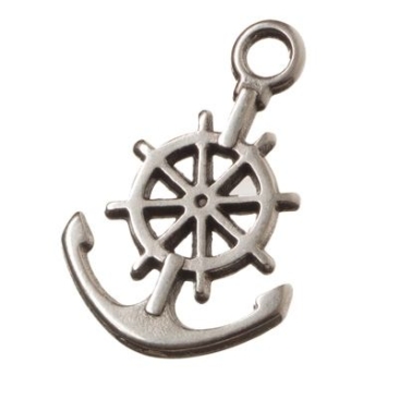 Metal pendant anchor, 21 x 14 mm, silver plated