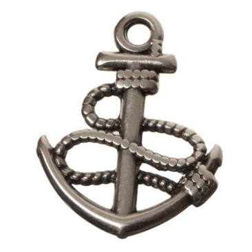 Metal pendant anchor, 24 x 18 mm, silver-plated