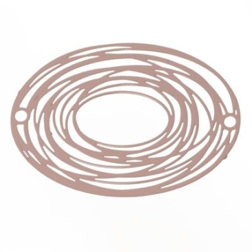 Pendentif métal boho ovale filigrane, 33 x 24 mm, rose