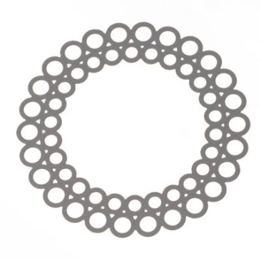 Pendentif métal Boho rond filigrane, 35 x 35 mm, gris