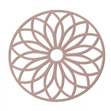 Metal pendant boho round filigree, 43 x 43 mm, pink