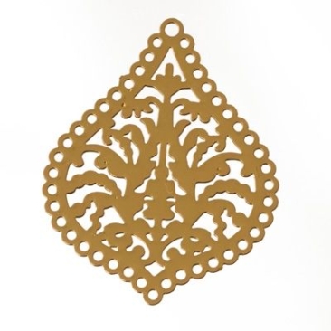 Pendentif métal boho goutte filigrane, 27 x 22 mm, doré