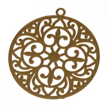 Metal pendant boho round filigree, 22 x 20 mm, gold-coloured