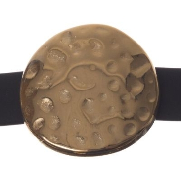 Perle métallique Slider / Perle coulissante disque, doré, environ 26 mm
