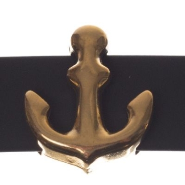 Perle métallique Slider / perle coulissante Anker, dorée, env. 15 x 13 mm