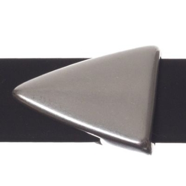 Perle métallique Slider / Perle coulissante Triangle, argentée, env. 17 x 13 mm