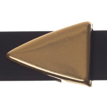 Metalen kralenslede / schuifkraal driehoek, verguld, ca. 17 x 13 mm