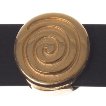 Perle métallique Slider / Perle coulissante Escargot, dorée, env. 12 x 11 mm