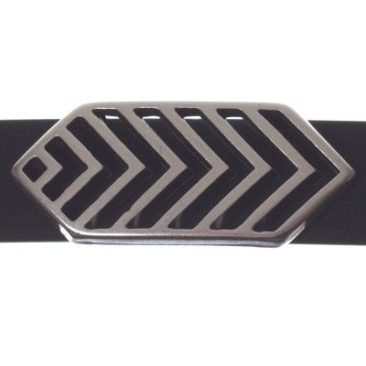 Metal bead slider / sliding bead rhombus stripes, silver-plated, approx. 28 x 12 mm