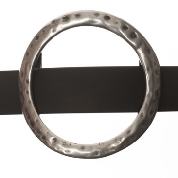 Perle métallique Slider / Perle coulissante ronde grande, argentée, env. 48 mm